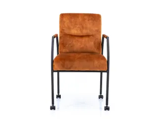 Vergaderstoel Albany Cognac Velours Zwart 4-poots frame - 1