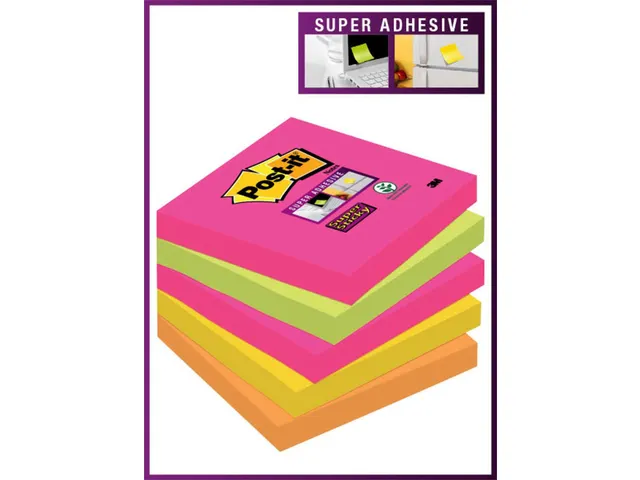 Memoblok 3M Post-it 654 Super Sticky 76x76mm Cape Town Assorti