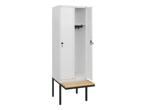 locker met bank,HxBxD 1950x600x815mm,2vak,vak B 300mm,draaigrendel