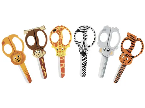 Schaar Westcott Kids 13cm "wild ones" ronde punt 6 stuks assorti motie