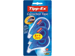 Correctietape Tipp-Ex zijwaarts 4.2mmx12m blister 2+1 gratis