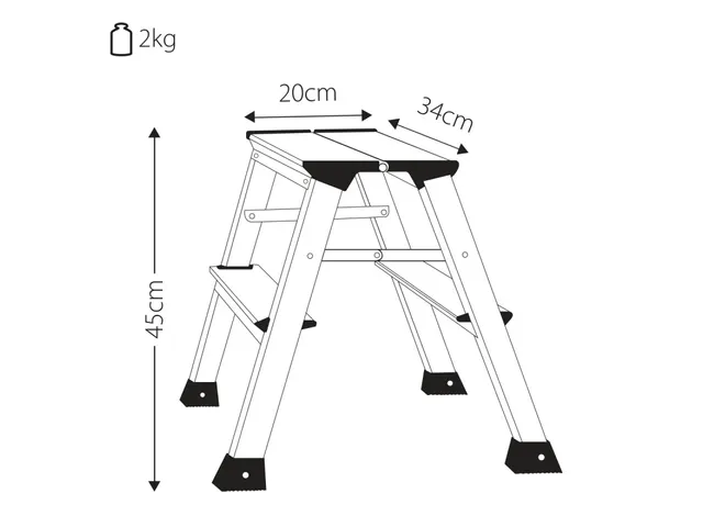 Aluminum ladder 2 treden 45cm 150kg