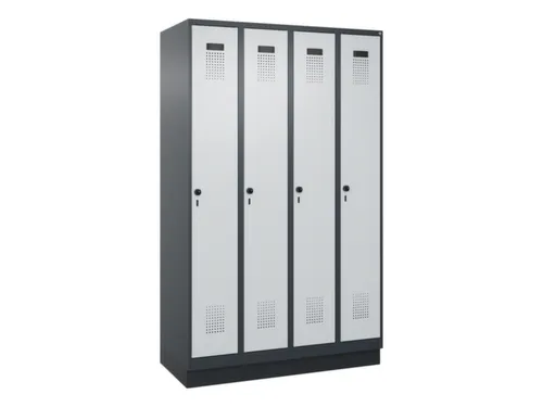 locker,HxBxD 1950x1200x500mm,4vak,vak B 300mm,draaigrendel,sokkel