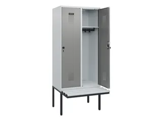locker met bank,HxBxD 1950x800x815mm,2vak,vak B 400mm,draaigrendel - 1