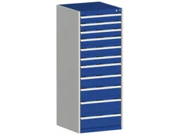 ladekast HxBxD 1600x650x650mm 11laden RAL7035 front RAL5010