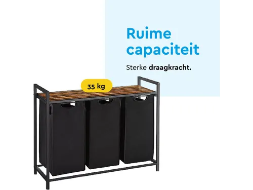 Wasmand 3 vakken Zwart LB300
