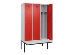 locker met bank,voor scheiding van kleding,HxBxD 2120x1200x815mm,3vak