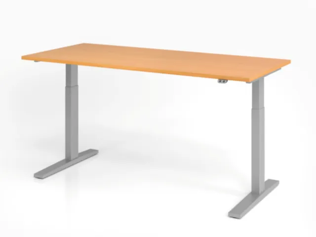 Bureau assis-debout électrique 700-1200x1800x800mm hêtre/argenté