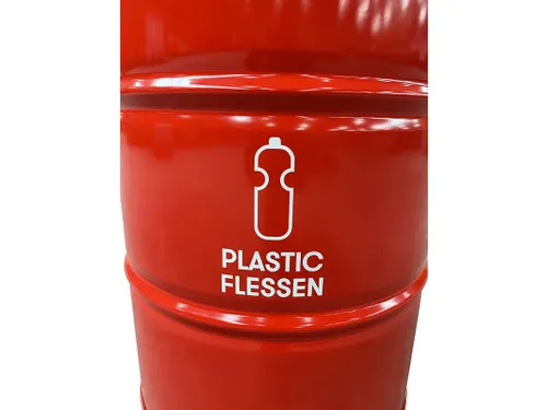 The BinBin Plastic met vlamvertragend deksel 200 Liter Rood