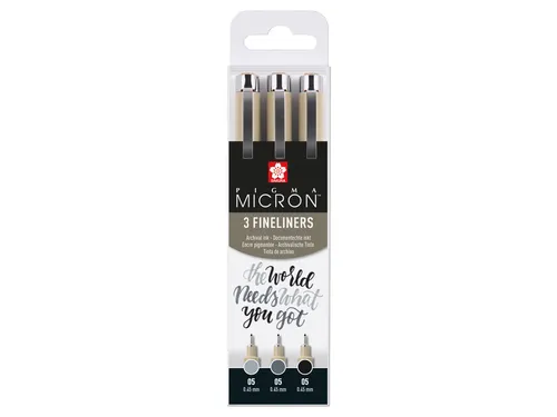 Fineliner Sakura Pigma Micron 05 set zwart & grijs 3 maten