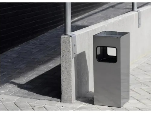 Metalen Afvalbak 17 Liter Met Asbak Metaal Zilver