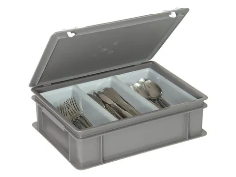 Euronormkoffer Grijs Indeling Bestek Pe Scharnierdeksel 130x400x300mm