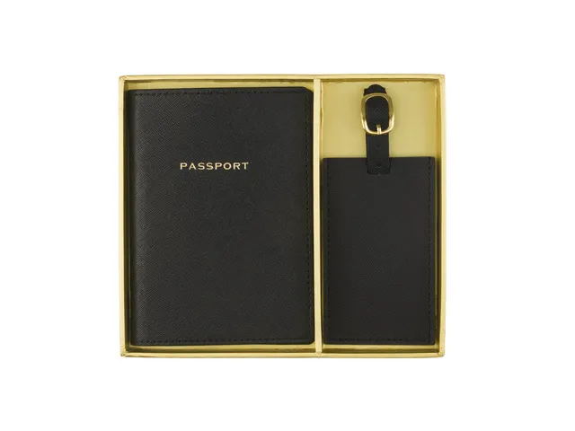 Travel giftset Èccolo Black Crown paspoortmap en bagage label
