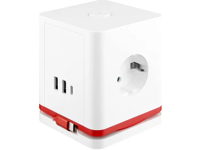 IOIO Stekkerdoos Kubus SW1000 3-voudig + 3x USB Wit