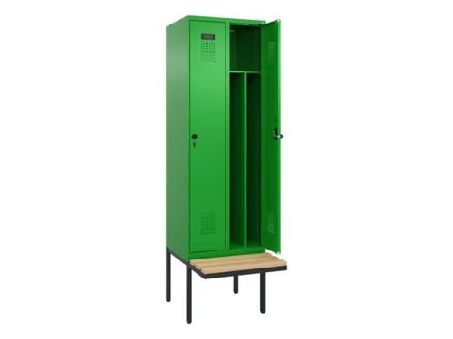 locker met bank,voor scheiding van kleding,HxBxD 2120x600x815mm,2vak