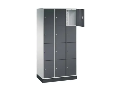 lockerkast,RAL 7035/RAL 7021,HxBxD 1950x920x500mm,3x4vakken,cil.-slot
