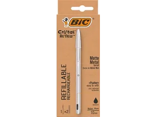 balpen Cristal Re-new, zilveren lichaam zwarte inkt - 4