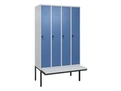 locker met bank,HxBxD 2120x1200x815mm,4vak,vak B 300mm,draaigrendel