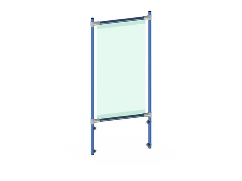 anti-speekselscherm,pvc-folie,glashelder,frame staal RAL5007