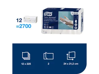 Handdoek Tork 100889 H2 Xpress compressed Premium 2-Laags Wit - 4