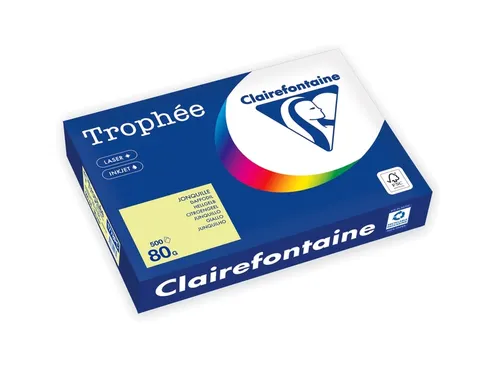 Kopieerpapier Trophee A4 80 gram citroengeel 500 vel