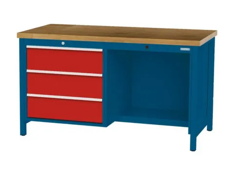werkbank,HxBxD 860x1500x750mm,onderstel RAL5010,fronten RAL3020