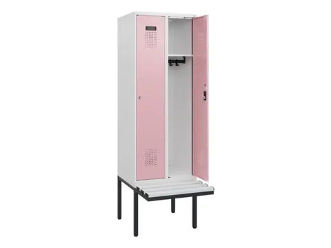 locker met bank,HxBxD 1950x600x815mm,2vak,vak B 300mm,cilinderslot
