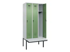 locker met bank,HxBxD 2120x900x815mm,3vak,vak B 300mm,draaigrendel