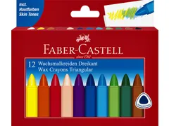 Waskrijt Faber-Castell driehoekig assorti set à 12 stuks