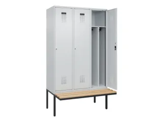 locker met bank,voor scheiding van kleding,HxBxD 2120x1200x815mm,3vak - 1