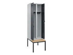 locker met bank,voor scheiding van kleding,HxBxD 2120x600x815mm,2vak