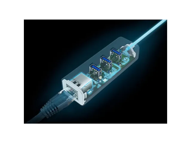 USB 3.0 to Ethernet Adapter Hub 3-poorts
