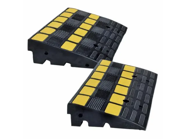 Stoeprand Oprit 100x 600x 300mm 2 Kabelkanalen Elastisch Zwart/Geel