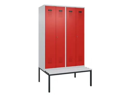 PBM-locker met bank,HxBxD 2120x1200x815mm,4vak,vak B 300mm