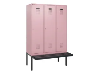 locker met bank,HxBxD 1950x1200x815mm,3vak,vak B 400mm,cilinderslot - 2