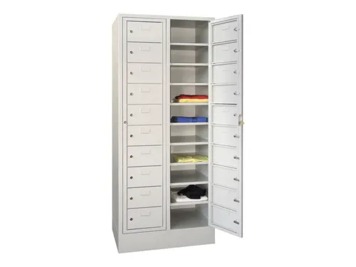 Wasgoedkast 1850x770x500 2x10 Vakken Sokkel Ral7035 Front Ral7035