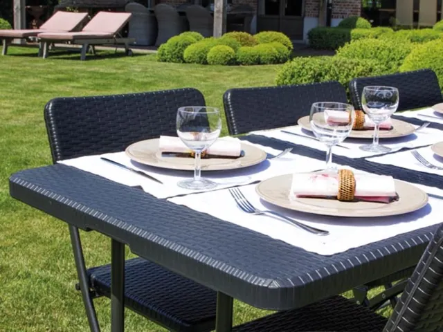 Klaptafel weerbestendige vouwtafel Rotanlook Zwart 180x75x72cm