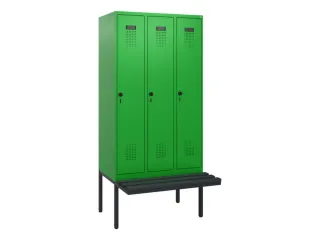 locker met bank,HxBxD 1950x900x815mm,3vak,vak B 300mm,draaigrendel - 2