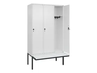 locker met bank,HxBxD 2120x1200x815mm,3vak,vak B 400mm,draaigrendel - 2