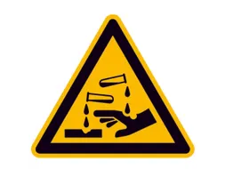 waarschuwingsbord,v. binnen/buiten,waarschuwing: bijtende stoffen,PVC