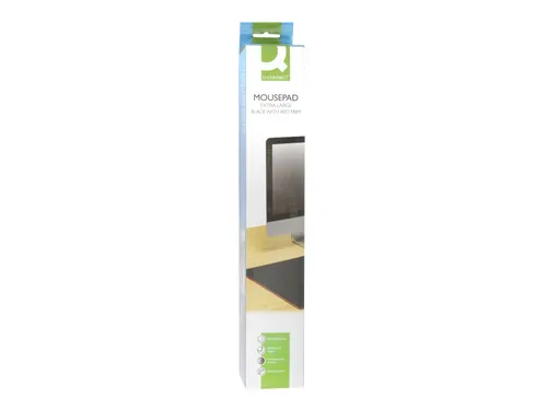 Bureaumat 90x40cm zwart met rode rand