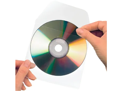 Cd/dvd hoes 3L 127x127mm met klep zelfklevend transparant 10stuks