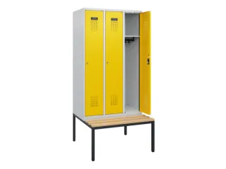 locker met bank,HxBxD 1950x900x815mm,3vak,vak B 300mm,cilinderslot - 1