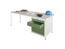 Werkplaatsbureau 1700x800x720mm 3laden Rechts Ral7035 Front Ral6011