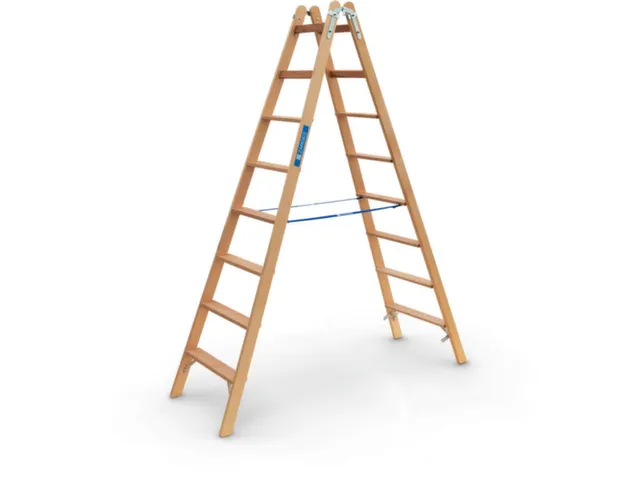 escabeau industriel double face 2x8 échelons lisse L 2 37m 2parties