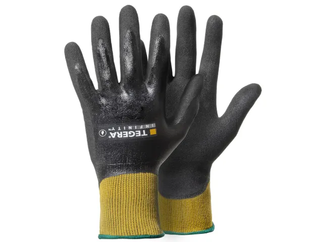 Tegera Infinity 8804 handschoenen nitril zwart/geel maat 11, per 6 paa