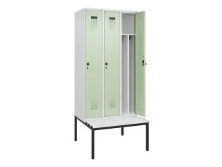 locker met bank,voor scheiding van kleding,HxBxD 2120x900x815mm,3vak - 1