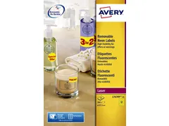 Etiket Avery L7670Y-25 63.5mm Rond Neon Geel 300 stuks