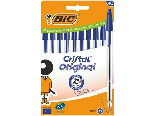 Balpen Bic Cristal M blister 10 stuks blauw