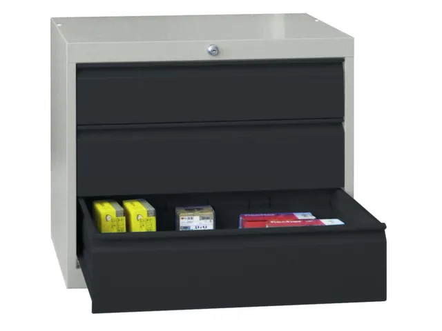 ladekast 600x715x600mm 3laden cilinderslot RAL7035 front RAL7016